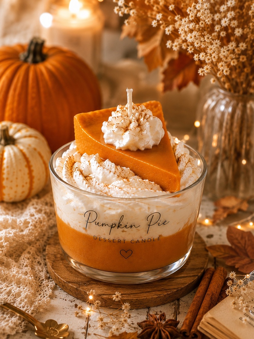 Pumpkin Pie Dessert Candle - Orange Whipped Cream Scented Candle